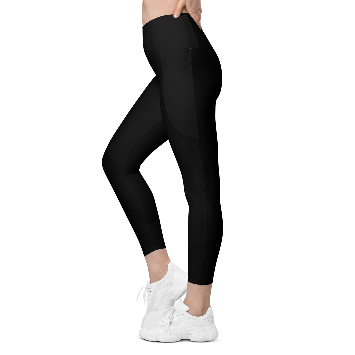 Crossover leggings with pockets Just black