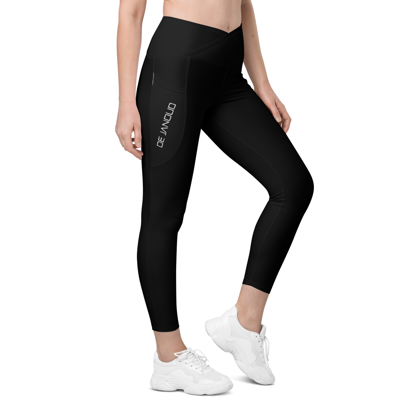 Crossover leggings with pockets Just black