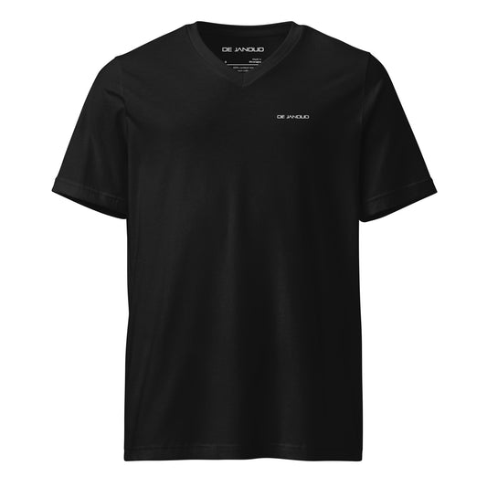 Besticktes V-Neck T-Shirt black